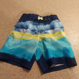 Wonder Nation Swim Trunks Board Shorts Multi-Color Blue Ombré Tie Dye Size XS